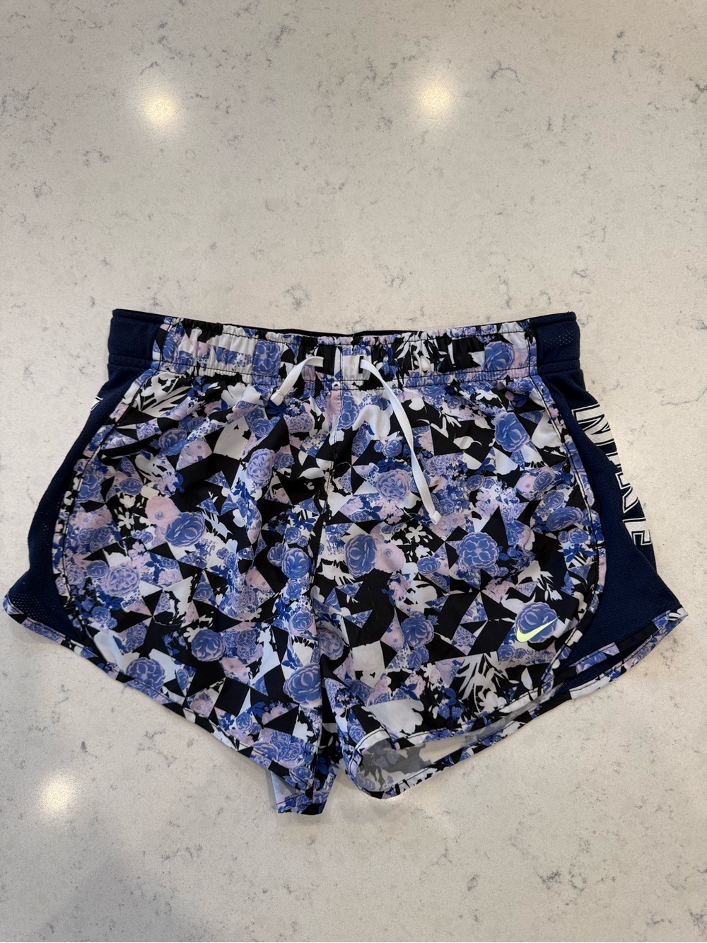 Nike Girls Black and Blue Floral Athletic Shorts